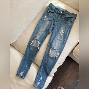 American Eagle Outfitters Ripped Blue Skinny Jeans